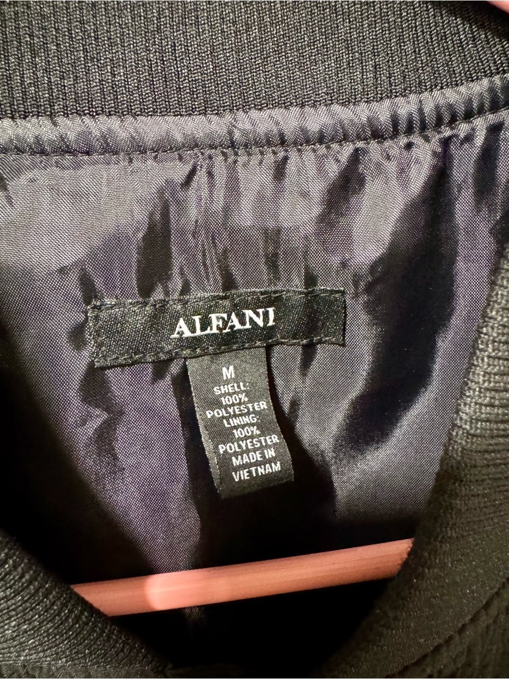 Alfani Men's Black Textured Bomber Jacket size M - Picture 2 of 6
